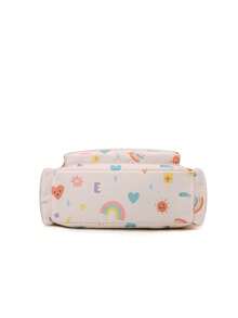 1pc Pastel Rainbow & Cartoon Sun Print Nylon Waterproof Large Capacity Multi-Compartment Dual Zipper Closure Cute Mommy Tote Bag, Suitable For Outings & Commuting - Multicolor Rainbow - View 6