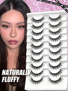 GROINNEYA 10 Pairs Wispy Fluffy Faux Mink Eyelashes Volume Cat Eye Lashes Winged End Eye Elongated Eyelashes Natural Look Fake Lashes Soft Band Full Strip Lashes,Beginner-Friendly For Daily And Party Makeup Use - View 8