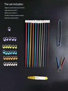 44pcs Tunisian Crochet Hook Set, Including 11pcs 2.0-8.0mm Metal Long Crochet Hooks And 33pcs Accessory Pieces, Extra Long Crochet Hook Set - Afghan Crochet Kit - View 1