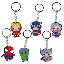 Marvel 6pcs/Set Enemies Heroes Keychain Captain Hulk PVC Backpack Decoration Small Gift Cartoon Bell New Year's Gift, Valentine's Day Gift, Easter Gift (Stochastic Style) - Multicolor - View 3