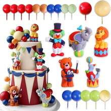 Circus Clown Birthday Cake Decoration Set – 20 Pieces Including PVC Clown Figurine With Bunny, "HAPPY" Mini Cake Banner, Circus Elements, And Colorful Clay Balloons For Party Decorations - Ymx-122 - View 11