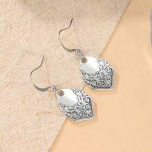 Spoon Shaped Earrings, Vintage Jewelry, Commemorative Gift - Silver - View 2