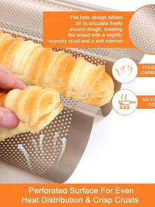 1pc Silicone Baguette Bread Mold, 4-Cavity Non-Stick Baking Tray, Frame Design, Home Baking French Baguette Bread Mold, Suitable For Baking Crispy Baguettes - View 8