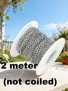 1/3/5/10/100m Cadena de acero inoxidable plateado pulido, adecuada para hacer accesorios de joyería DIY (1/3/5/10m, sin enrollar) 100m enrollada - Plateado - Ver 16