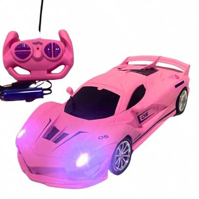 Carrinho Controle Remoto Rosa Recarregável FAROL LED ACENDE