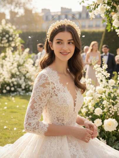 1PC Faux Pearl Decor Double Layer Halo Headband, Elegant Bridal Hair Hoop For Wedding Party & Evening Event, Minimalist Gold Tone Hair Accessories For Women