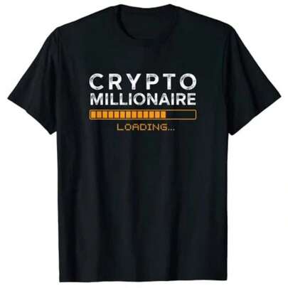 Crypto Millionaire Loading  Bitcoin Ethereum Currency T-Shirt Cryptocurrencies Humor Graphic Tee Tops Cool Investor Apparel