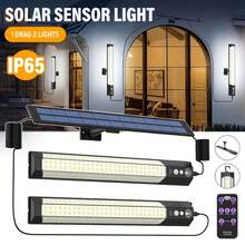 LiHangStar Outdoor Solar Powered Motion Sensor Wall Light, IP65 Solar Powered Light With Motion Sensor And Remote Control, Solar LED Light Strip, Suitable For Indoor/Outdoor, Yard, Street Area Lighting, Porch, Balcony - 1 Solar Panel With 2 Lights - View 2