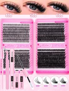 MEM 640pcs Eyelash Extension Kit, DIY Eyelash Extension Set, Individual Lash Clusters, D-Curl, Eyelash Extension Kit Includes Eyelash Glue, Remover, Fixing Gel And Applicator Brush, Easy To Self-Apply At Home (30D-40D-50D). Eyelash Extension Set, Suitable For Travel, Daily Wear (Suitable For Beginners), Wedding, Date, Party, Holiday, Also Great As Christmas/Halloween/Gift Eyelash Set. - Black - View 17