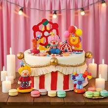 Circus Clown Birthday Cake Decoration Set – 20 Pieces Including PVC Clown Figurine With Bunny, "HAPPY" Mini Cake Banner, Circus Elements, And Colorful Clay Balloons For Party Decorations - Ymx-148 - 查看 3