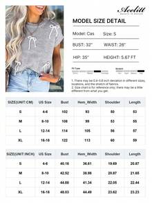 Acelitt 女士浅灰色休闲罗纹圆领短袖毛衣，饰有可爱蝴蝶结贴花，适合秋夏季穿着 - 灰色 - 查看 4