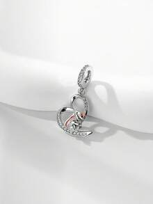 1. 简约925纯银心形大象吊坠珠子DIY纪念品，男女皆宜，适合作为生日礼物 - 銀色 - 查看 2