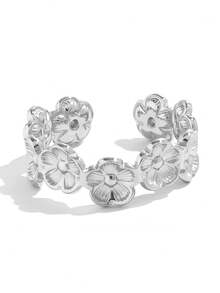 Frminee 2pcs/1pc Floral Design Rings - Minimalist Elegant Stainless Steel Jewelry For Women, Perfect Gift For Daily Wear, Vacation Or Holiday Occasions - Multicolor - View 7
