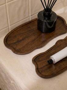 Cirelle 时尚风格装饰木托盘，多功能装饰木托盘，化妆品口红香水收纳托盘，创意木托盘，储物木托盘，储物托盘，浴室配件，适用于客厅、家庭、餐桌、酒店装饰木托盘，天然木托盘，礼品木托盘。 - 棕色 - 查看 2