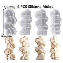 4pcs/Set Stacked Heart, Flower, Clover Silicone Mold, Geometric Pillar, Heart Shape Candle Mold, Layered Daisy Flower Mold, Suitable For Handmade Soap, Plaster, Resin, Clay Crafts, Wedding, Birthday Party, Craft Hobbyist Gift - White - View 7