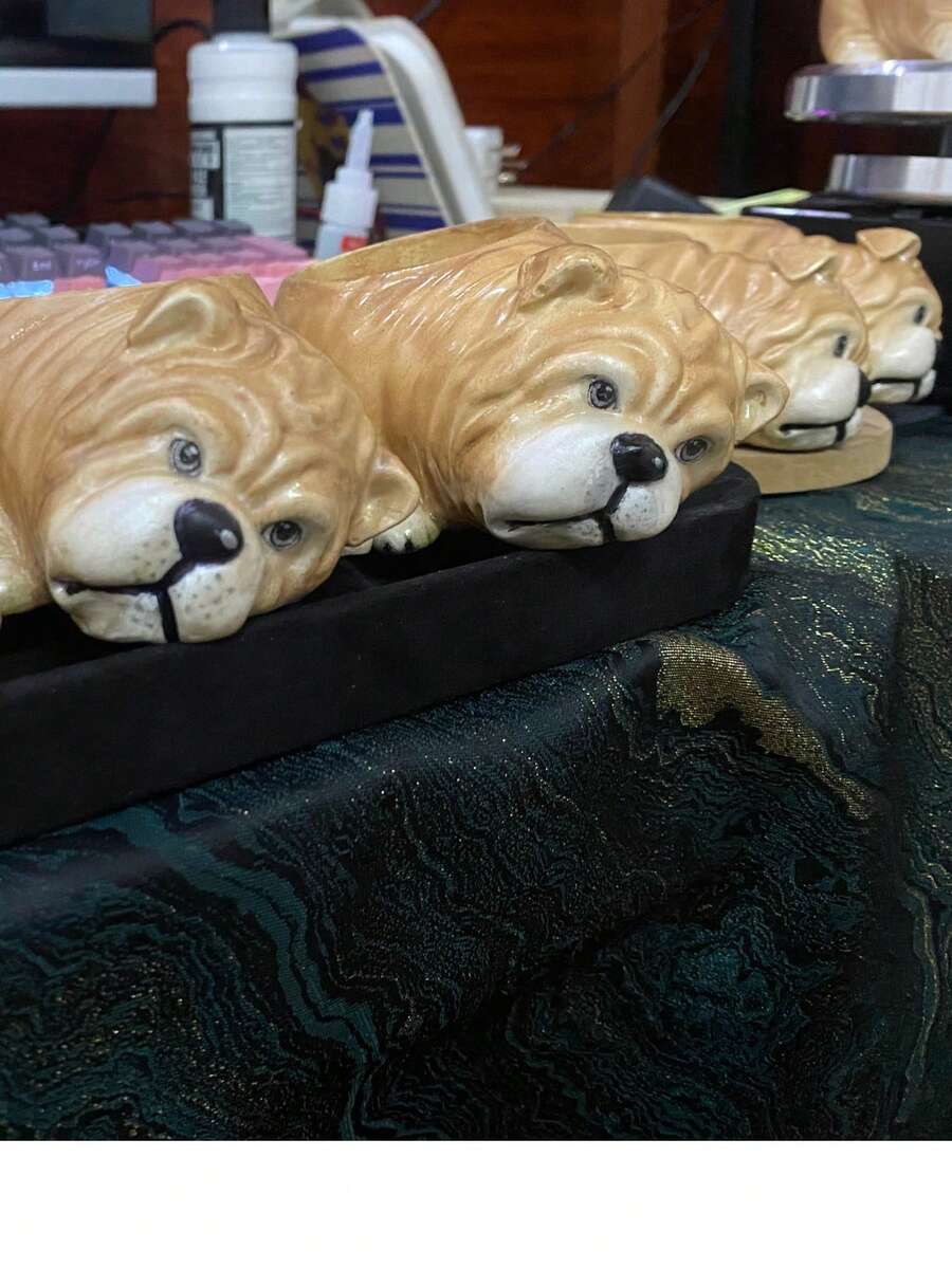 Handmade Realistic Cute Sleeping Bulldog Succulent Planter