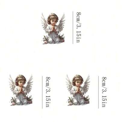 1 pieza/2 piezas/3 piezas Pegatina de transferencia de calor con alas de ángel, estilo fresco y curativo para decoración de tela, adecuado para ropa de padres e hijos, regalos de confesión, decoración de fiestas