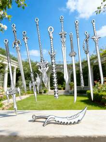 20/30/50/100/200 chiếc phụ kiện trang sức hợp kim bạc cổ điển, mặt dây chuyền hình kiếm để tự làm. - Bạc - Xem 3