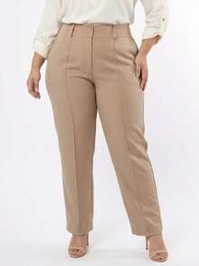 Plus Size Tailored Dress Pants - Beis - Ver 1