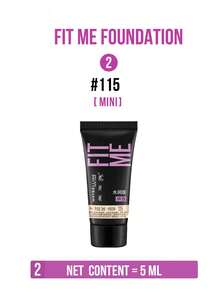 Maybelline Feliete Moisturizing Foundation, Hydrating & Smooth, SPF 25, Shade #115 Soft Natural, 5/30ml Available, 24hr Lasting Hydration, 10 Sec Quick Application, 3-In-1 Effect, Natural Makeup Look, Long-Lasting Nourishment, 3 Easy Steps, Suitable For Fair Skin Tone Type 2 Dry Skin, Create Flawless Daily Makeup - Maybelline Fitme Foundation, Hydrating Version 115 - View 14