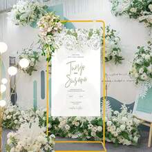 Vincidern 1Pcs Wedding Welcome Sign Stand, Adjustable Heavy Duty Easel Stand For Sign, Welcome To Our Wedding Sign Holder, Metal Floor Standing Easels For Signs, Posters - Vàng - Xem 7