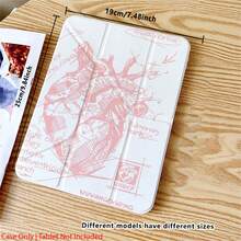 1 Pc Anatomical Heart Sketch Stand Protective Tablet Case - Ideal For Medical & Dark Academia Style Enthusiasts,Folio Tablet Case With Pen Holder Compatible With 10.9/10.2/ Air 5th Gen/Pro11/10th/9.7/Air 2/ (7th Gen)/ (8th Gen)/ Air 4/5/ Pro 11/ 10th Generation 10.9-Inch 2022 Smart Case/ Air 13(M3 2025)/ Air 11(M3 2025)/ Air 11(M3 2025)/ 11(A16 2025), Auto Sleep/Wake Function - Multicolor - View 3
