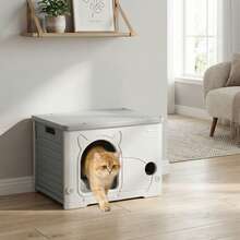PawHut Cat House Stackable Cat Bed For Indoor Outdoor Grey - one-size - View 1