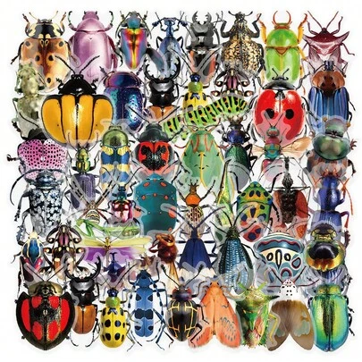 50 szt. naklejek z motywem owadów – wyjątkowe naklejki z motywem owadów do notatników, walizek i dekoracji DIY