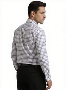 Rand paul Long-Sleeved Plaid Dress Shirt, Casual, Good Quality, Slim Fit With Elastane. - Purple - View 3