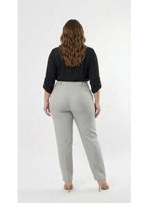 Plus Size Tailored Dress Pants - Gris Claro - Ver 3