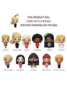 芭比官方授权盲盒3D立体人偶包夹挂件，1959年原版“聚光灯下的超级巨星”系列首款芭比生日礼物，1个装，美泰出品 - 彩色 - 查看 8