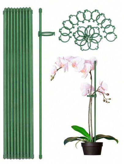 1/5/10/15pcs Green Plant Supports, Suitable For Indoor And Outdoor Plants, Applicable For Potted Tomatoes, Peonies, Lilies, Roses And Other Plants And Flowers/Vegetables (16 Inches)