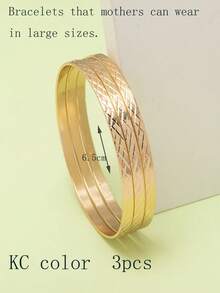 3pcs Girls' Wavy Stacking Bangle Bracelets, Fashionable Casual Everyday Accessories - one-size - View 27