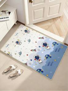 1PC Cartoon Astronaut Alfombra Infantil Living Room Decoration Carpet, Area Rug, Suitable For Hall, Bedroom Rug, Bedroom Rug, Kitchen, Dining Room, Office, Room Decoration And Doormat. Suitable For All Seasons Of Spring, Summer, Autumn, Winter. Plush Material, Soft And Comfortable To Touch, Easy To Care, Non-Slip Backing, Machine Washable. The Thickness Of The Carpet Is 0.5mm - Multicolor - View 6