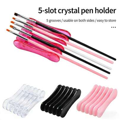 Nail Art Pen Holder, Nail Art Pen Storage Tool, Mini Nail Art Pen Rack. UV Gel Pen Crystal Pen Holder, 5-Slot Multi-Color Pen Rack, Double-Sided, Suitable For Professional Nail Salons And Home Use.