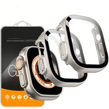 Starry Color Watch Case With Screen Protector, Suitable For Apple Watch Ultra 3/2/1 49mm, Full Coverage Protective Case With Built-In Tempered Glass Film, High Sensitivity And Ultra-Clear, Titanium Color Hard PC Cushion Provides All-Round Protection, Starry Color - Starlight Color - View 3