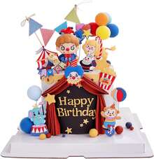 Circus Clown Birthday Cake Decoration Set – 20 Pieces Including PVC Clown Figurine With Bunny, "HAPPY" Mini Cake Banner, Circus Elements, And Colorful Clay Balloons For Party Decorations - Ymx-122 - View 10
