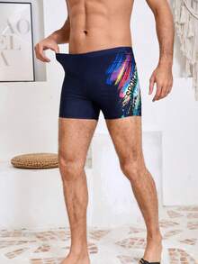 Men's Swim Trunks; New Large Size, Professional Sports, Flat-Front, Anti-Embarrassment Swimwear For Sp - Blue - View 12