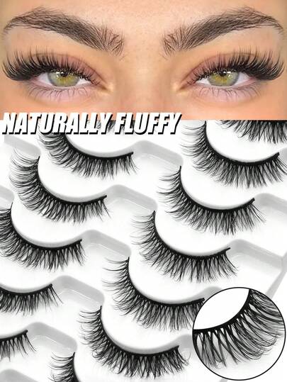 GROINNEYA 10 Pairs Wispy Lashes Natural Long Eyelashes Criss-Cross Fluffy Volume False Eyelashes Cat Eye Lashes Comfortable Full Strip Lashes Air Feeling Soft Criss-Cross Faux Mink Eyelashes,For Daily Life&Party&Music Festival