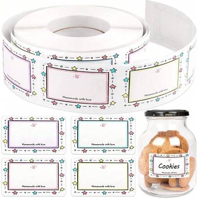 250 Pcs/Roll Colorful Border Name Tags - Self-Adhesive Label Stickers For Organizing Stationery & Files