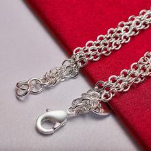 925纯银镀层大玫瑰花链手链，女士魅力婚礼订婚派对最佳礼物 - 銀色 - 查看 4