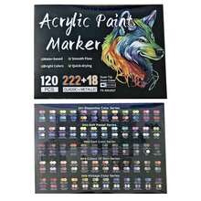 24/48/72/96/144/240色丙烯颜料马克笔套装，12/24/36/48/72/120支双头丙烯颜料马克笔，双头设计，细头和毛笔头，适用于岩石绘画、画布、织物、石头、木头、玻璃、纸张、塑料、DIY工艺品、学校美术用品、返校季等。 - 套裝 - 查看 12