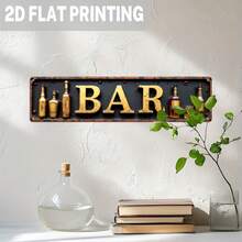 1pc Vintage Iron Bar Sign With Bottle & Glass | 2D Flat Wall Hanging Decor, Suitable For Bars, Pubs, Restaurants, Man Caves, Homes - 9.98 X 39.98 Cm - Multicolor - View 5