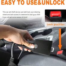 1个带双钥匙的方向盘锁，汽车安全锁，双重防盗装置，适用于大多数轿车、卡车、SUV和 - 方向盤鎖 - 查看 2