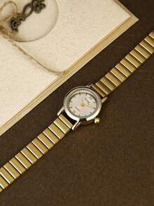 1pc Square Bamboo Knot Quartz Watch In Gold/Silver Color, Suitable For Daily Wear And Perfect Gift For Birthday, Christmas - Gold - View 4