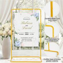Vincidern 2Pcs Wedding Sign Holder,Adjustable Welcome To Our Wedding Sign Stand With Leather Sign Hanging Straps,Wedding Seating Chart Stand For Party,Bridal Shower,Graduation Ceremony(Posters Excluded) - 金色廣告架 - 查看 8