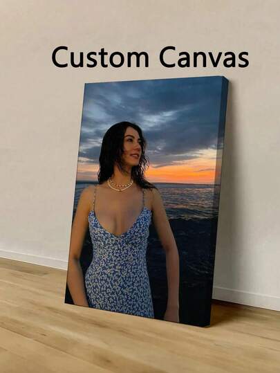 1pc Unique Personalized Canvas Print - Custom Couple Artwork Print, Stunning Modern Decorative Wall Art, Customized Canvas Wall Decor Using Your Cherished Photos. Fashionable Home Decor, Custom Wall Art, Personalized Gift