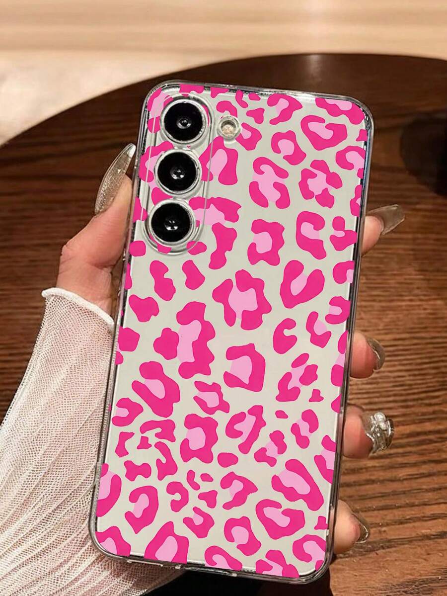 1 Stück modischer, kreativer rosa Leopard Muster Handyhülle, kompatibel mit Huawei, Honor, Galaxy A04e/12/A13/A14/A34/A50/A52/A53/A54/S21/S22/S23/S24/S25/S25Ultra/S25FE/S26/S26 PLUS/S26 ULTRA/S26 EDGE, 6A/7A/8A, 12T/13T/15T/15T Pro - Transparent - Übersicht 1