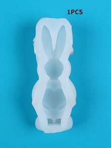 1/2 piezas Molde de silicona con forma de conejo abrazando un corazón de chocolate, molde de pastel de Pascua, molde de silicona para pudín de conejo de pie, molde de decoración de velas - Blanco - Ver 9