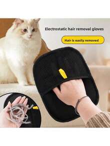 两只装宠物毛发去除手套，24 x 17 厘米双面美容手套，双面宠物护理手套，静电除毛手套，可重复使用的宠物美容手套 - A - 查看 5